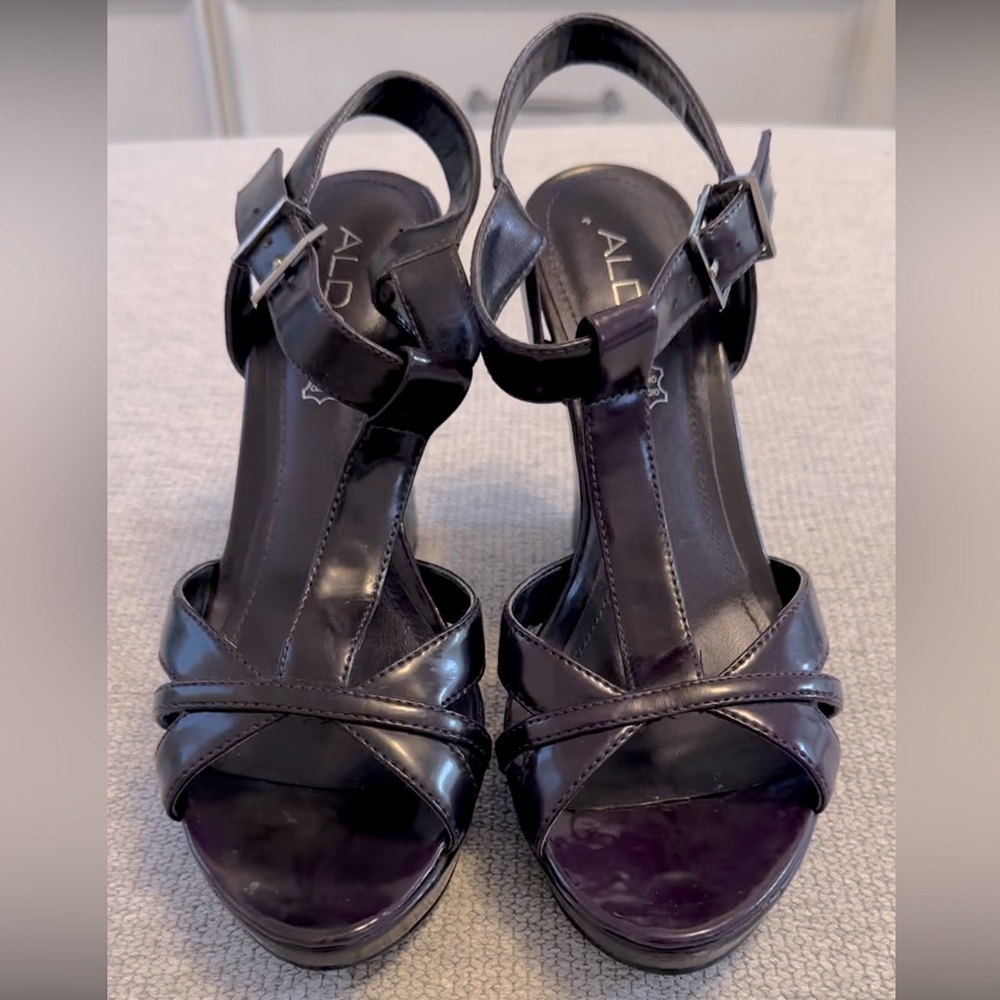 Deep Purple Aldo T-Strap wedges